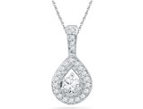 1/3 Carat (ctw G-H, I1-I2) Diamond TearDrop Pendant Necklace in 10K White Gold with Chain